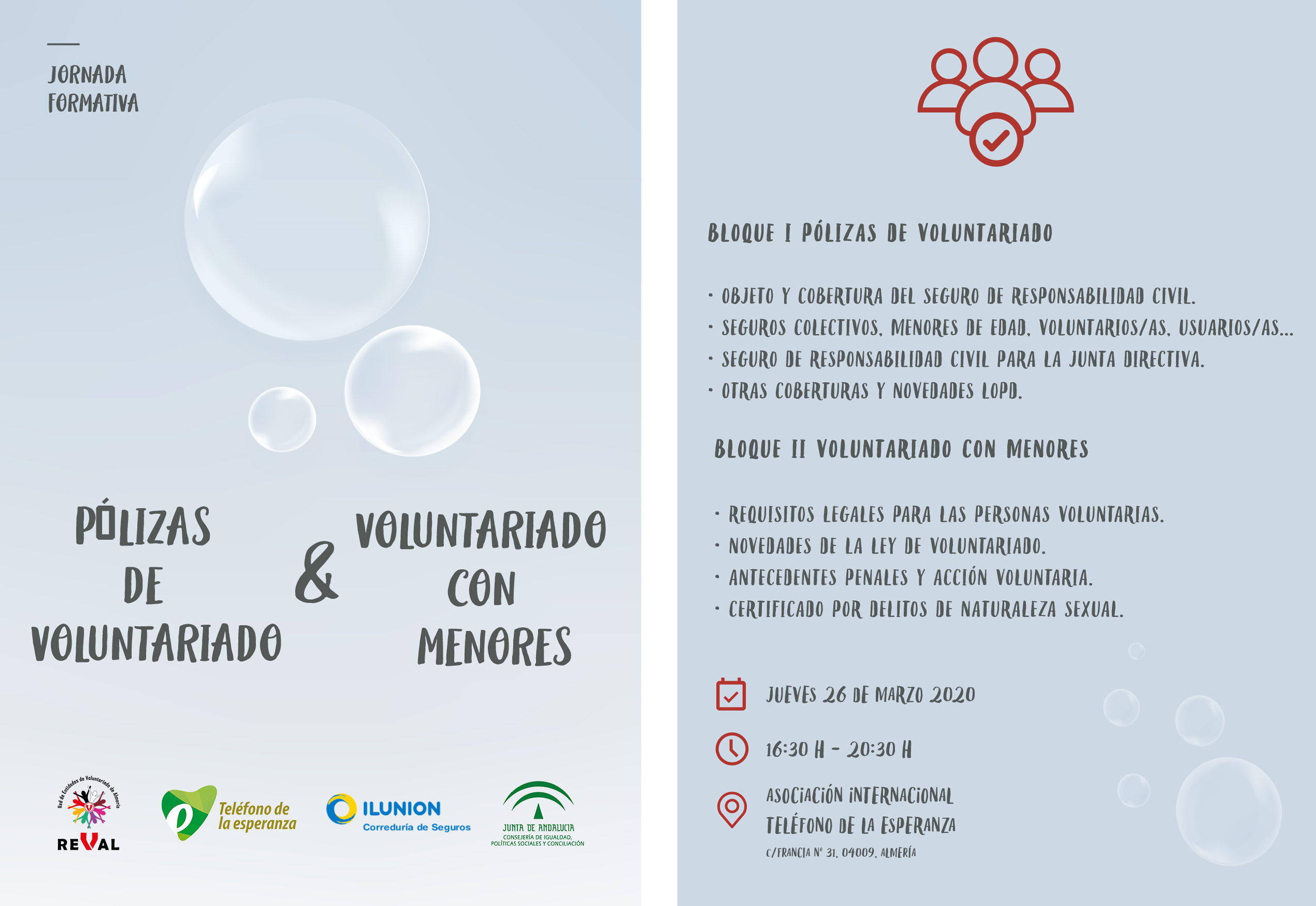 Curso Formativo de Pólizas de Voluntariado y Voluntariado con menores
